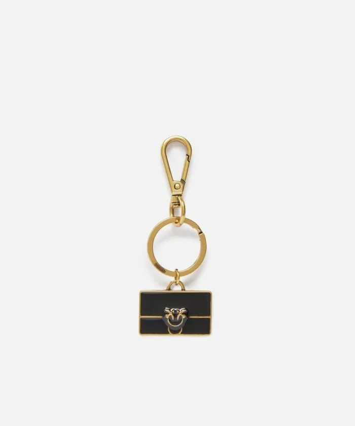 Women Leather Goods Pinko Keyring With Love Bag Charm Goldblack