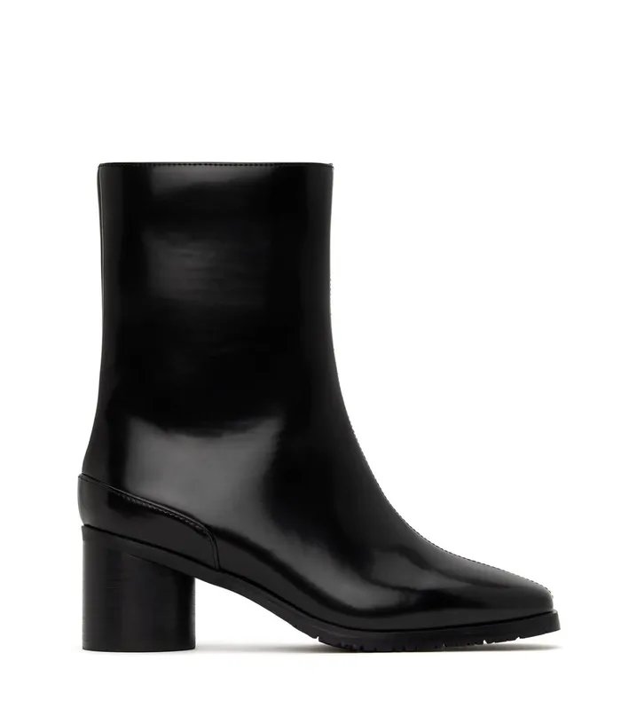Women Liam Vegan High Heel Boots Black Matt and Nat Heels