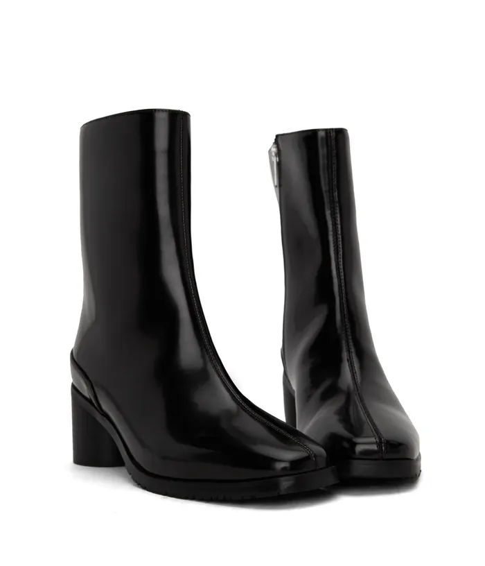 Women Liam Vegan High Heel Boots Black Matt and Nat Heels