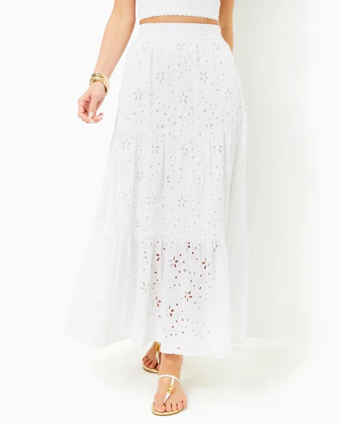 Women Lilly Pulitzer Bottoms Winslow Eyelet Maxi Skirt Resort White Sealife Eyelet Women Lilly Pulitzer Bottoms Winslow Eyelet Maxi Skirt Resort White Sealife Eyelet