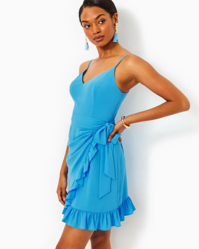 Women Lilly Pulitzer Dresses Alisa Wrap Dress Lunar Blue Women Lilly Pulitzer Dresses Alisa Wrap Dress Lunar Blue