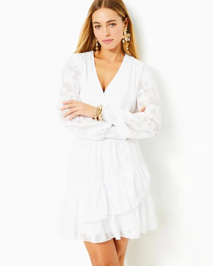 Women Lilly Pulitzer Dresses Cristiana Long Sleeve Dress True Navy Poly Crepe Swirl Clip Women Lilly Pulitzer Dresses Cristiana Long Sleeve Dress True Navy Poly Crepe Swirl Clip