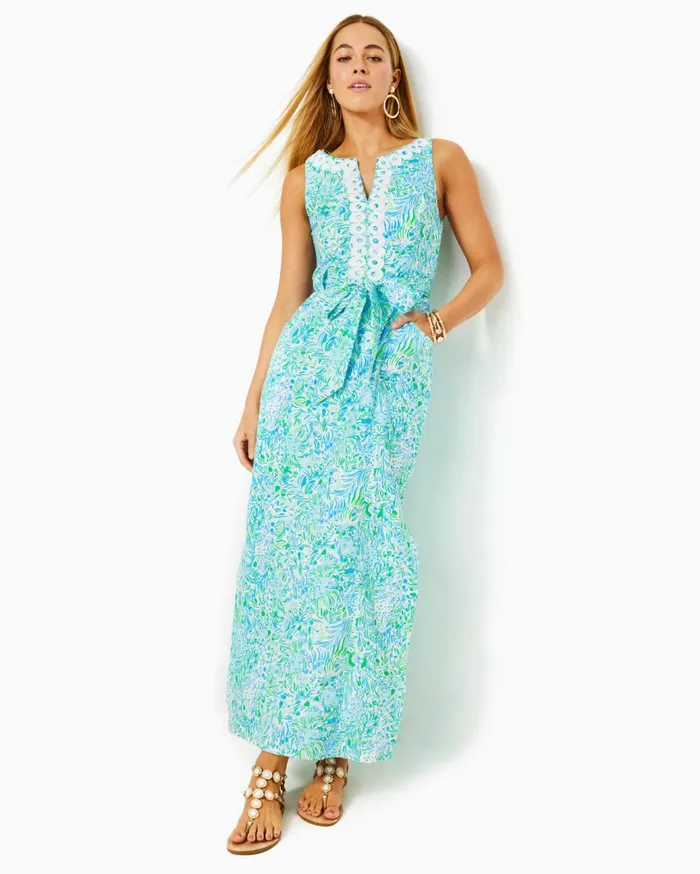 Women Lilly Pulitzer Dresses Gulianna Cotton Maxi Shift Dress Multi Spring In Your Step Women Lilly Pulitzer Dresses Gulianna Cotton Maxi Shift Dress Multi Spring In Your Step