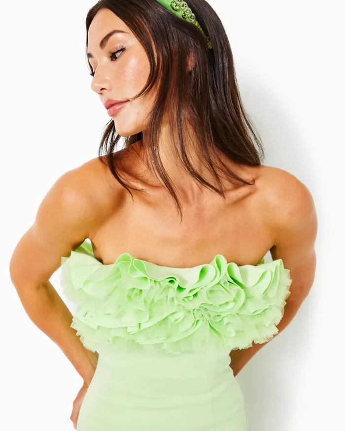 Women Lilly Pulitzer Dresses Lilly Pulitzer X Badgley Mischka Fritzi Ruffle Dress Iced Jade Women Lilly Pulitzer Dresses Lilly Pulitzer X Badgley Mischka Fritzi Ruffle Dress Iced Jade