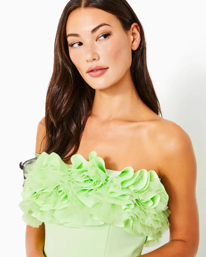 Women Lilly Pulitzer Dresses Lilly Pulitzer X Badgley Mischka Fritzi Ruffle Dress Iced Jade Women Lilly Pulitzer Dresses Lilly Pulitzer X Badgley Mischka Fritzi Ruffle Dress Iced Jade