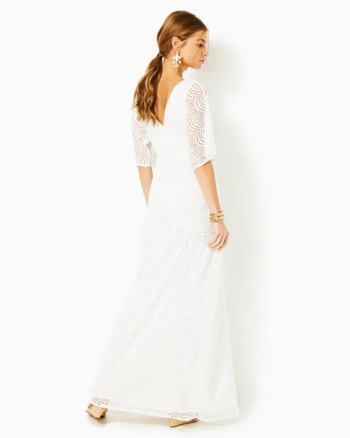 Women Lilly Pulitzer Dresses Parigi Lace Maxi Dress Resort White Scalloped Shell Lace Women Lilly Pulitzer Dresses Parigi Lace Maxi Dress Resort White Scalloped Shell Lace