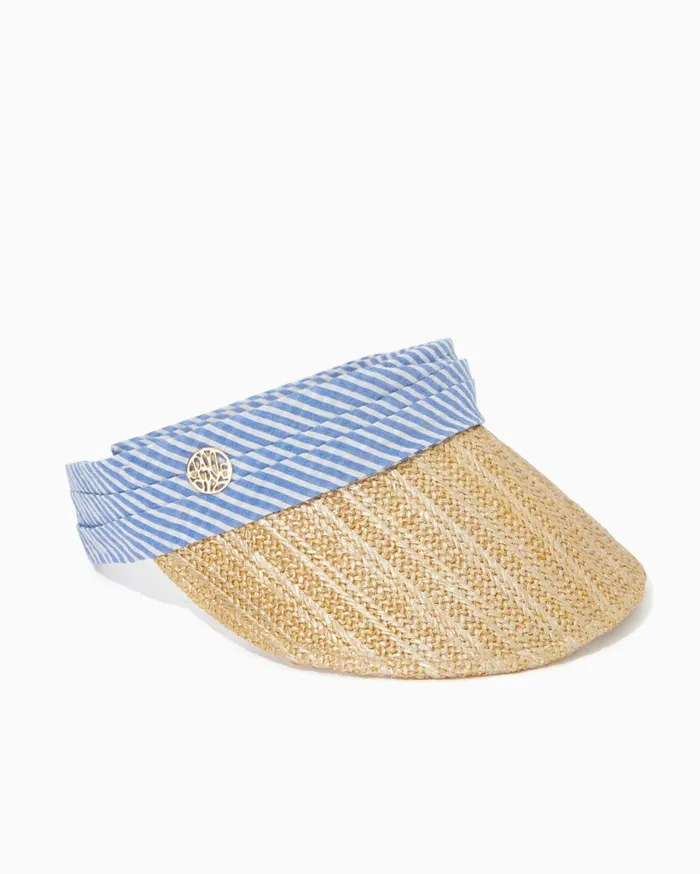 Women Lilly Pulitzer Hats and Hair For Shore Visor Coastal Blue Ltwt Oxford Stripe Women Lilly Pulitzer Hats and Hair For Shore Visor Coastal Blue Ltwt Oxford Stripe
