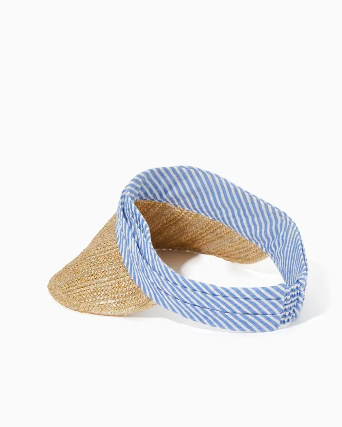 Women Lilly Pulitzer Hats and Hair For Shore Visor Coastal Blue Ltwt Oxford Stripe Women Lilly Pulitzer Hats and Hair For Shore Visor Coastal Blue Ltwt Oxford Stripe