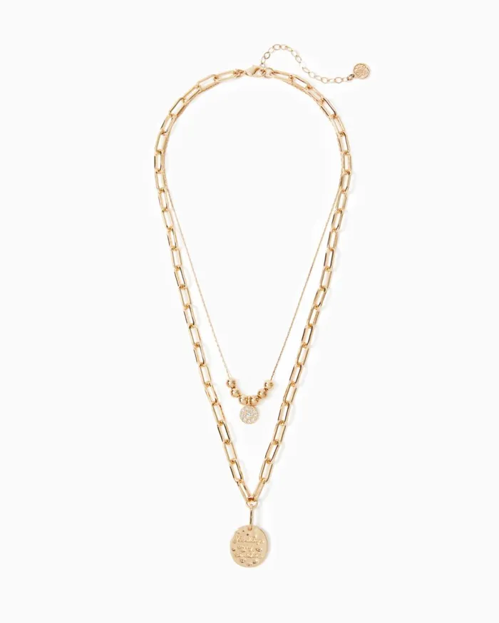 Women Lilly Pulitzer Jewelry Island Hopping Necklace Gold Metallic