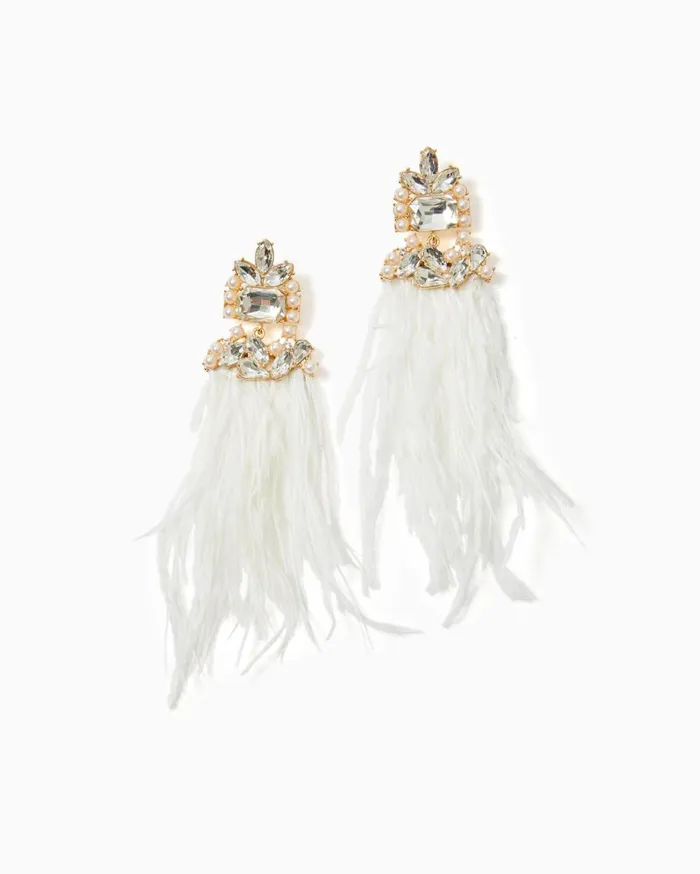 Women Lilly Pulitzer Jewelry Party Under The Palms Earrings Resort White
