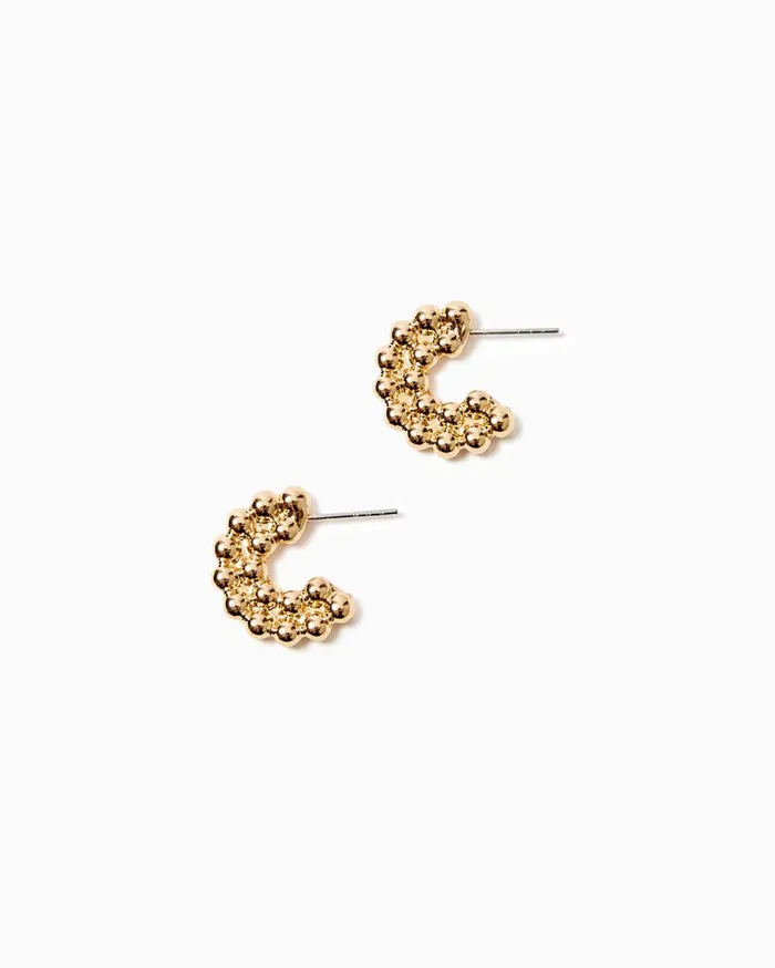 Women Lilly Pulitzer Jewelry Worth A Look Small Hoop Earrings Gold Metallic