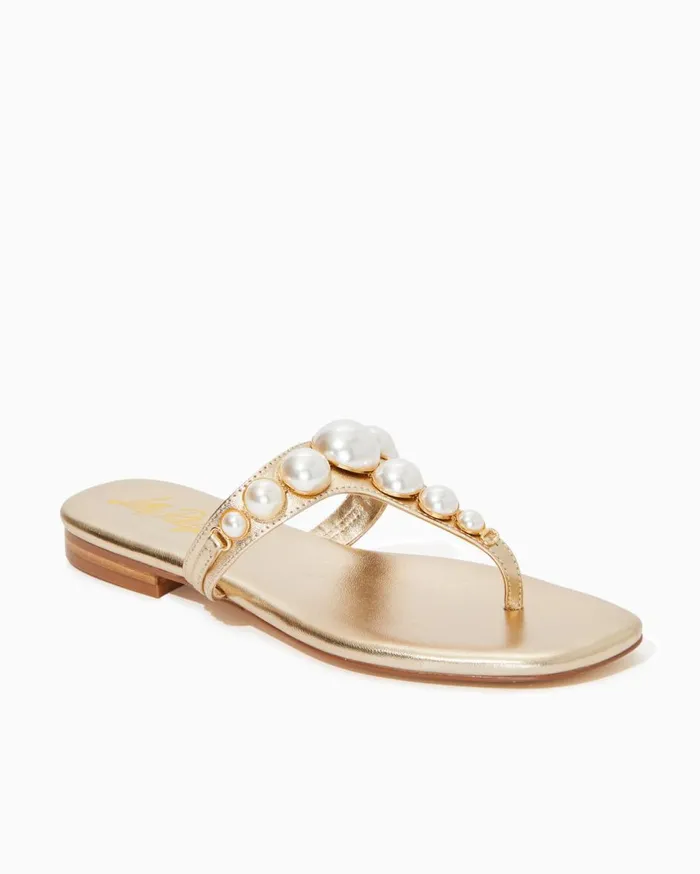 Women Lilly Pulitzer Shoes Cloe Sandal Gold Metallic