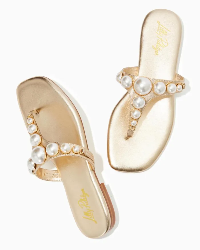 Women Lilly Pulitzer Shoes Cloe Sandal Gold Metallic Women Lilly Pulitzer Shoes Cloe Sandal Gold Metallic