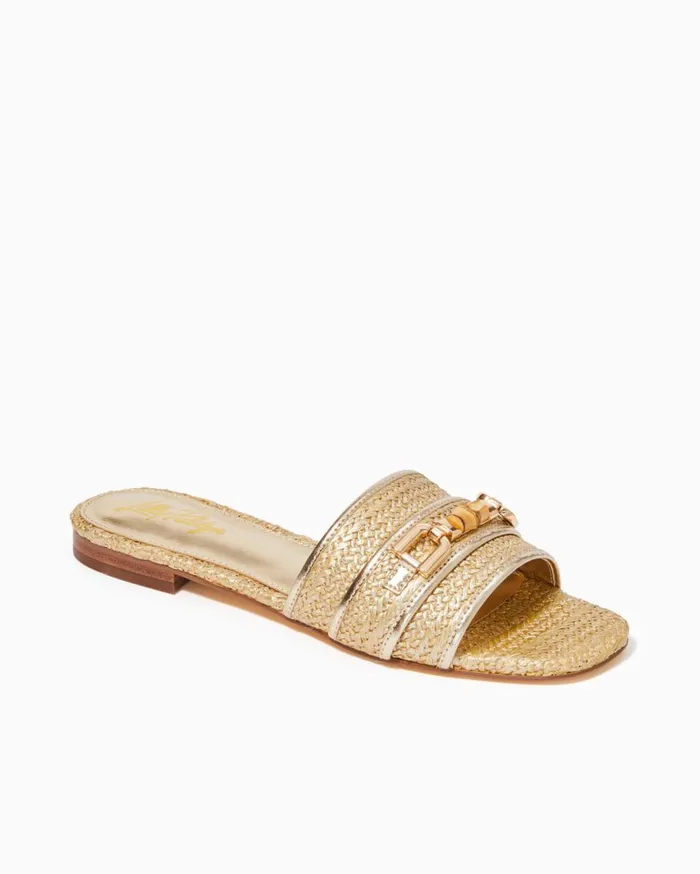 Women Lilly Pulitzer Shoes Dayna Sandal Gold Metallic