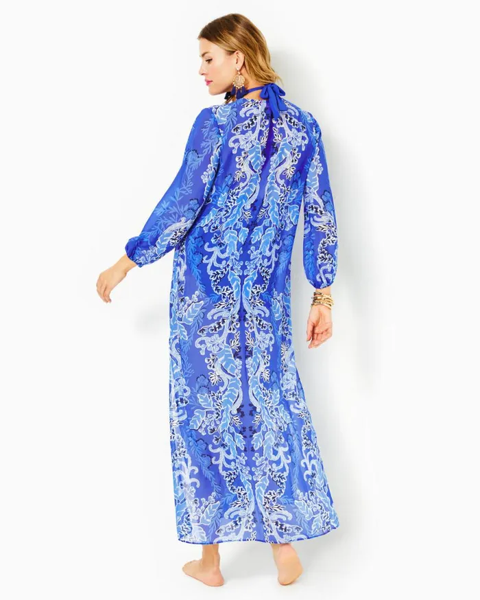 Women Lilly Pulitzer Swim Keir Maxi CoverUp Alba Blue Baja Cove Engineered Coverup Women Lilly Pulitzer Swim Keir Maxi CoverUp Alba Blue Baja Cove Engineered Coverup