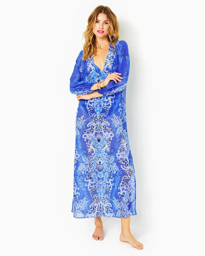 Women Lilly Pulitzer Swim Keir Maxi CoverUp Alba Blue Baja Cove Engineered Coverup Women Lilly Pulitzer Swim Keir Maxi CoverUp Alba Blue Baja Cove Engineered Coverup