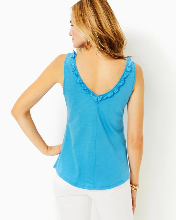 Women Lilly Pulitzer Tops Gigi Ruffle Tank Top Lunar Blue Women Lilly Pulitzer Tops Gigi Ruffle Tank Top Lunar Blue