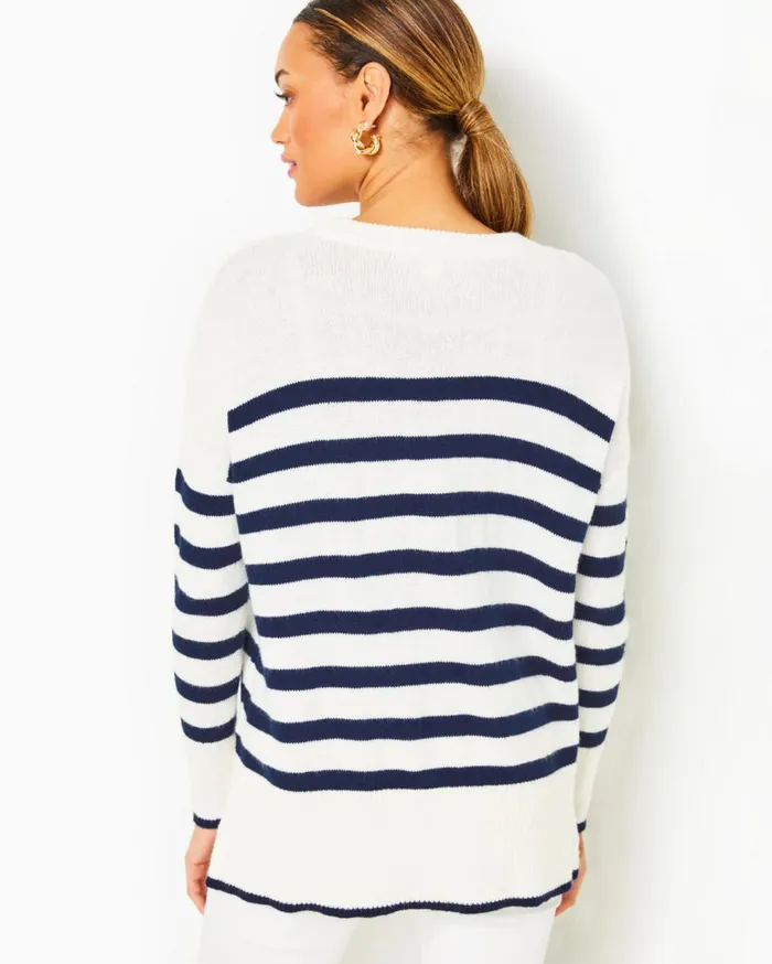 Women Lilly Pulitzer Tops Quince Sweater Poinsettia Red Cruise Stripe Women Lilly Pulitzer Tops Quince Sweater Poinsettia Red Cruise Stripe