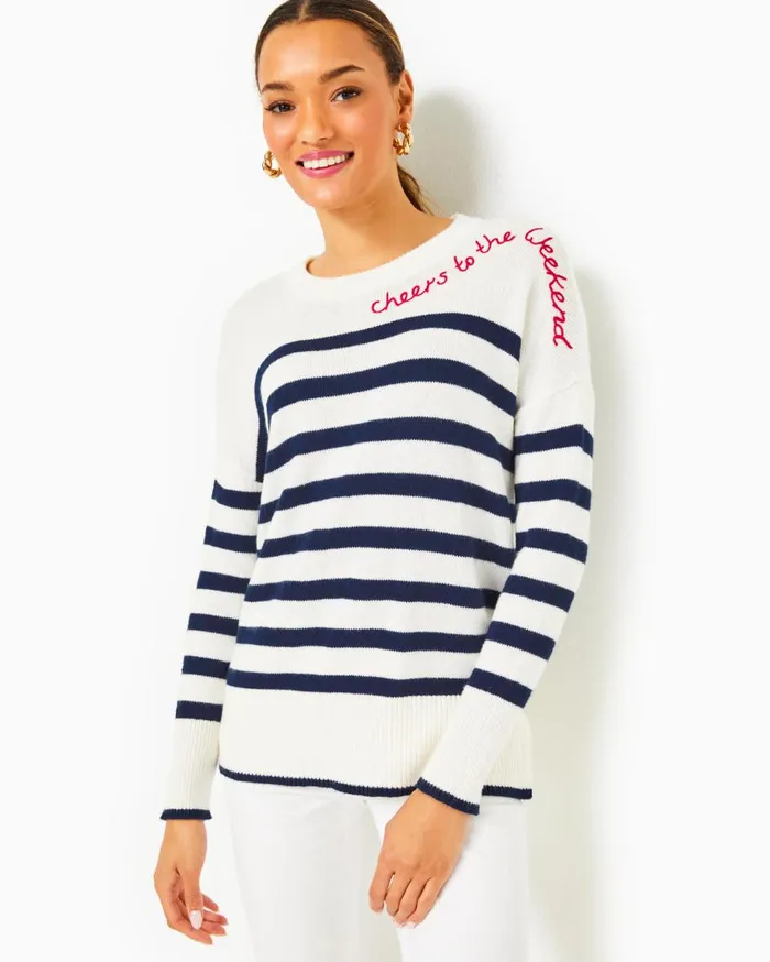 Women Lilly Pulitzer Tops Quince Sweater Poinsettia Red Cruise Stripe Women Lilly Pulitzer Tops Quince Sweater Poinsettia Red Cruise Stripe