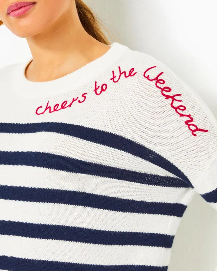 Women Lilly Pulitzer Tops Quince Sweater Poinsettia Red Cruise Stripe Women Lilly Pulitzer Tops Quince Sweater Poinsettia Red Cruise Stripe