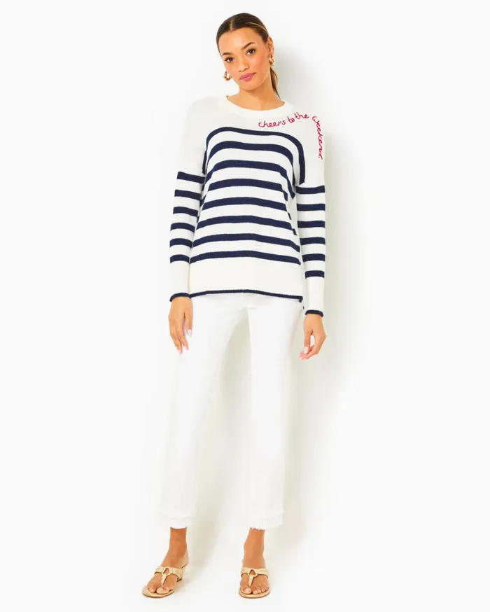Women Lilly Pulitzer Tops Quince Sweater Poinsettia Red Cruise Stripe Women Lilly Pulitzer Tops Quince Sweater Poinsettia Red Cruise Stripe
