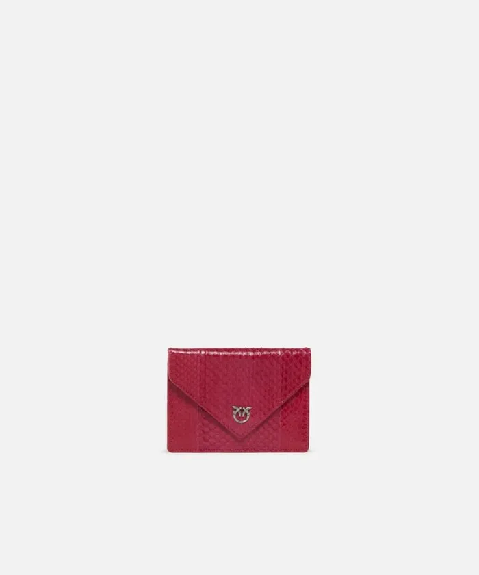 Women Limited Edition Pinko PINKO Galleria Small Pouch In Shiny Reptile Skin Fuchsiacactus Flowerold Silver Women Limited Edition Pinko PINKO Galleria Small Pouch In Shiny Reptile Skin Fuchsiacactus Flowerold Silver