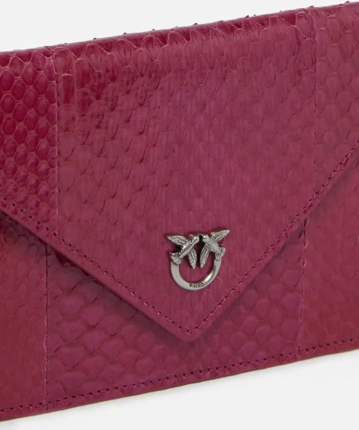 Women Limited Edition Pinko PINKO Galleria Small Pouch In Shiny Reptile Skin Fuchsiacactus Flowerold Silver Women Limited Edition Pinko PINKO Galleria Small Pouch In Shiny Reptile Skin Fuchsiacactus Flowerold Silver