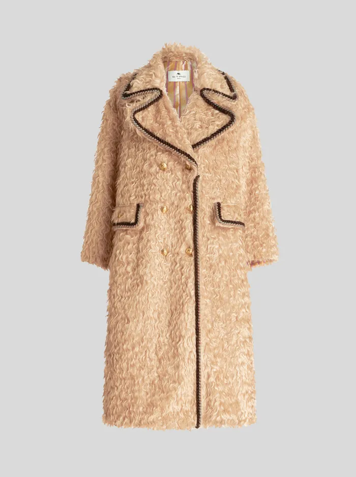 Women Long Coat With Worked Edging Etro Coats And Outerwear