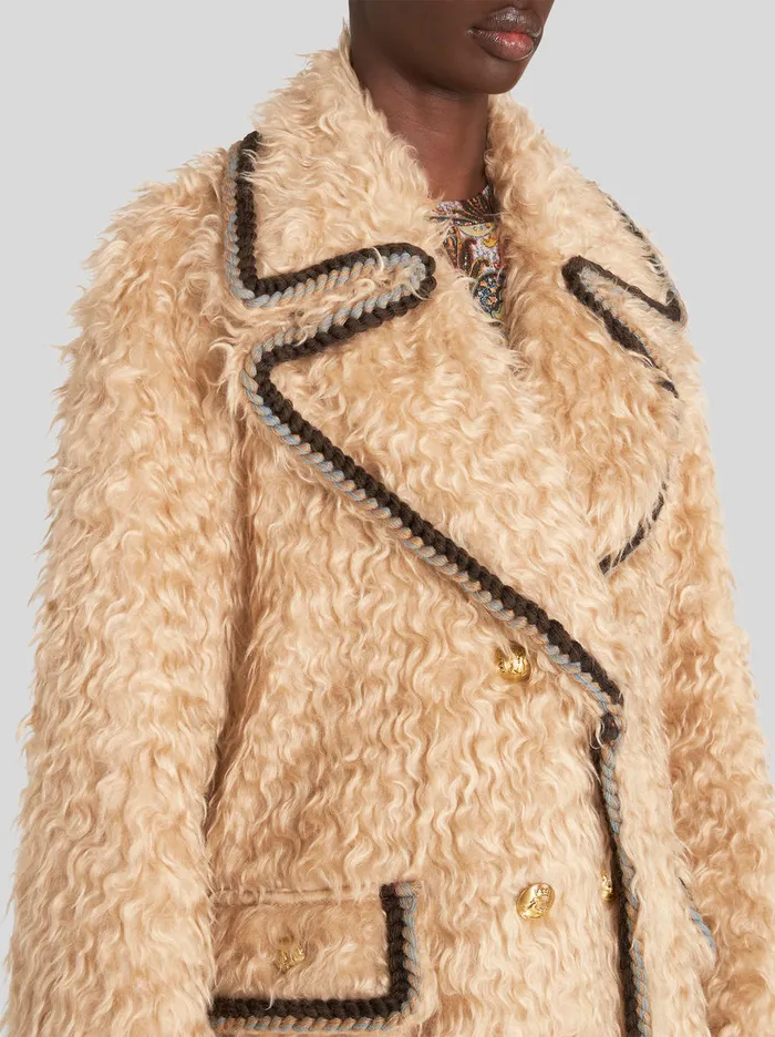 Women Long Coat With Worked Edging Etro Coats And Outerwear