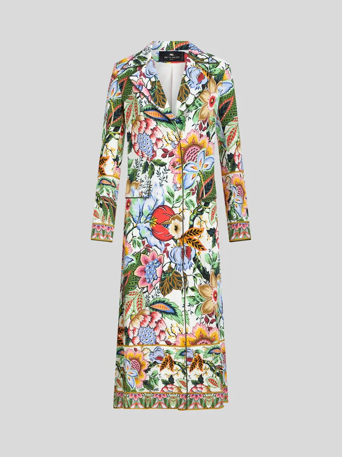 Women Long FloralPrint Duster Coat Etro Coats And Outerwear
