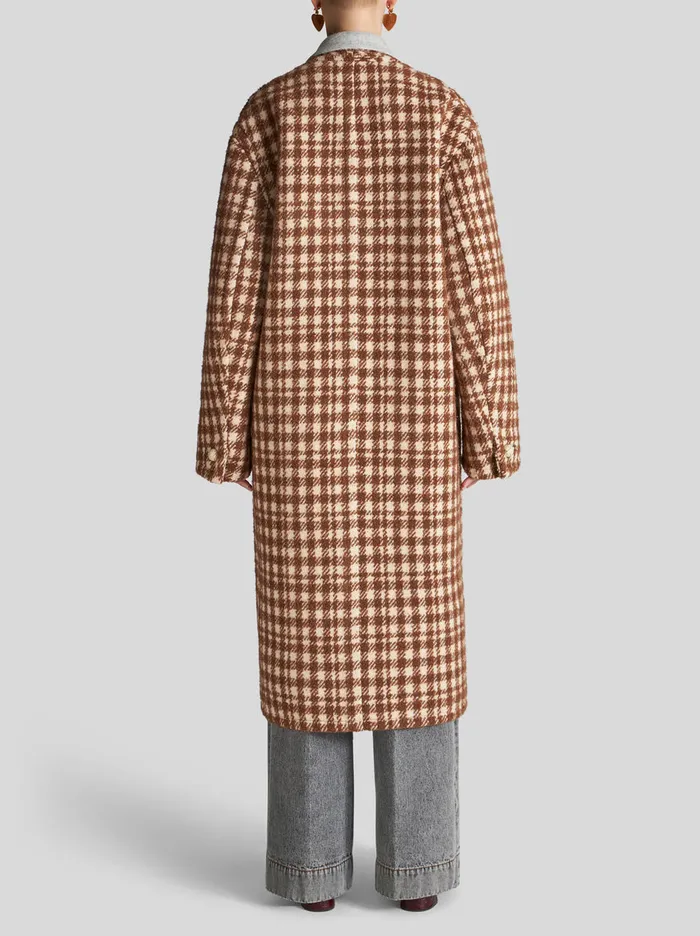 Women Long Houndstooth Coat Etro Coats And Outerwear