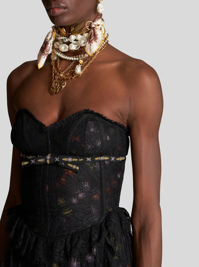 Women Long Lace Bustier Dress Etro Dresses