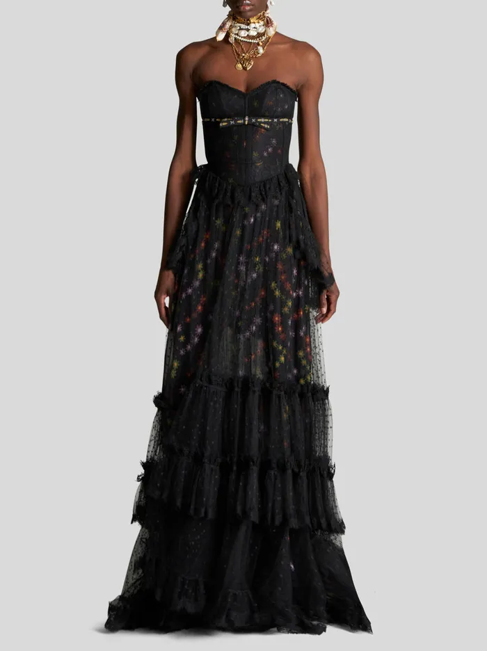 Women Long Lace Bustier Dress Etro Dresses
