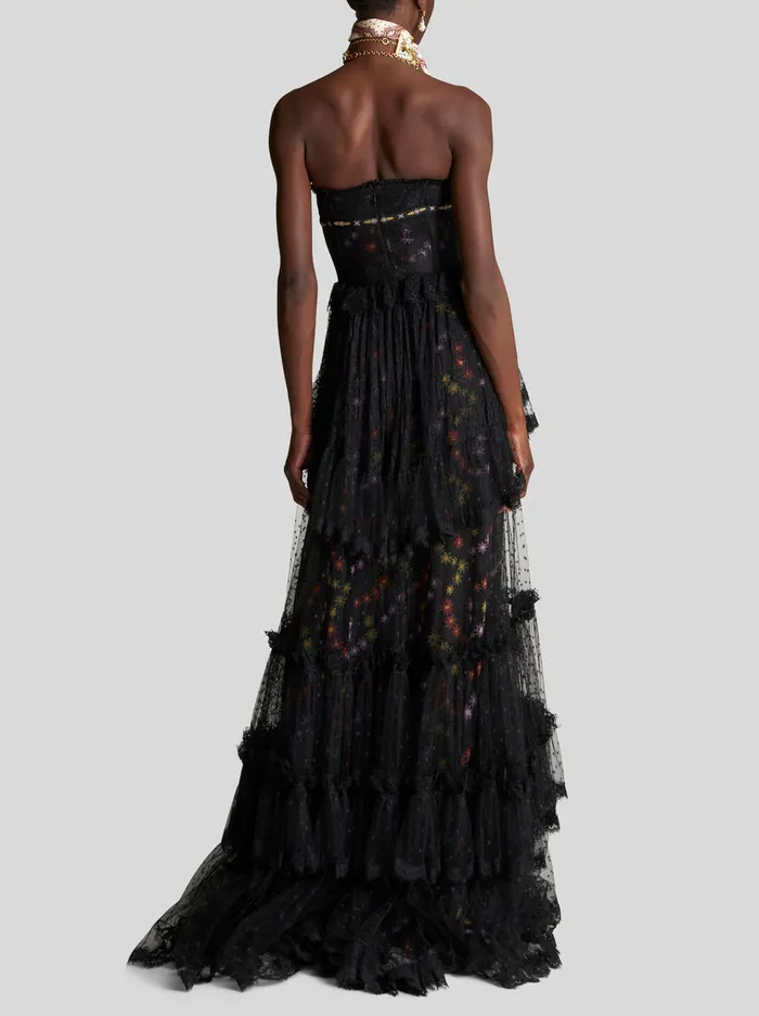 Women Long Lace Bustier Dress Etro Dresses