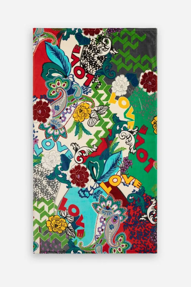 Women LOVE BEACH TOWEL Love Print Johnny Was Swim and Resort