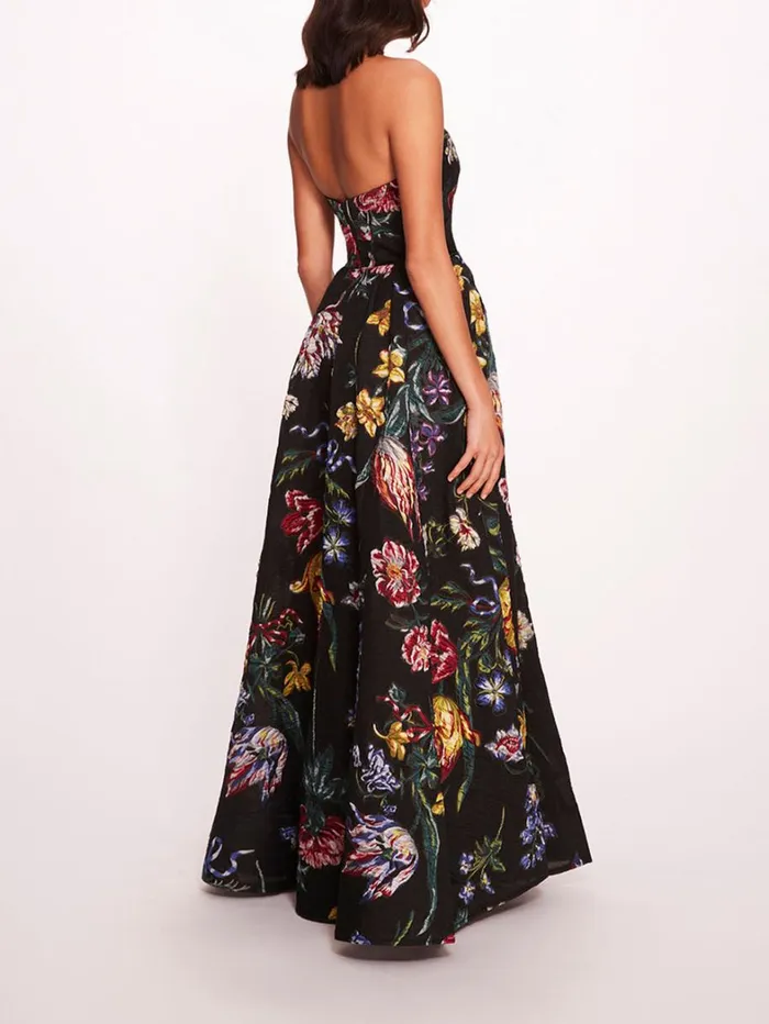 Women Marchesa Dresses Alexander Gown Black Multi Women Marchesa Dresses Alexander Gown Black Multi