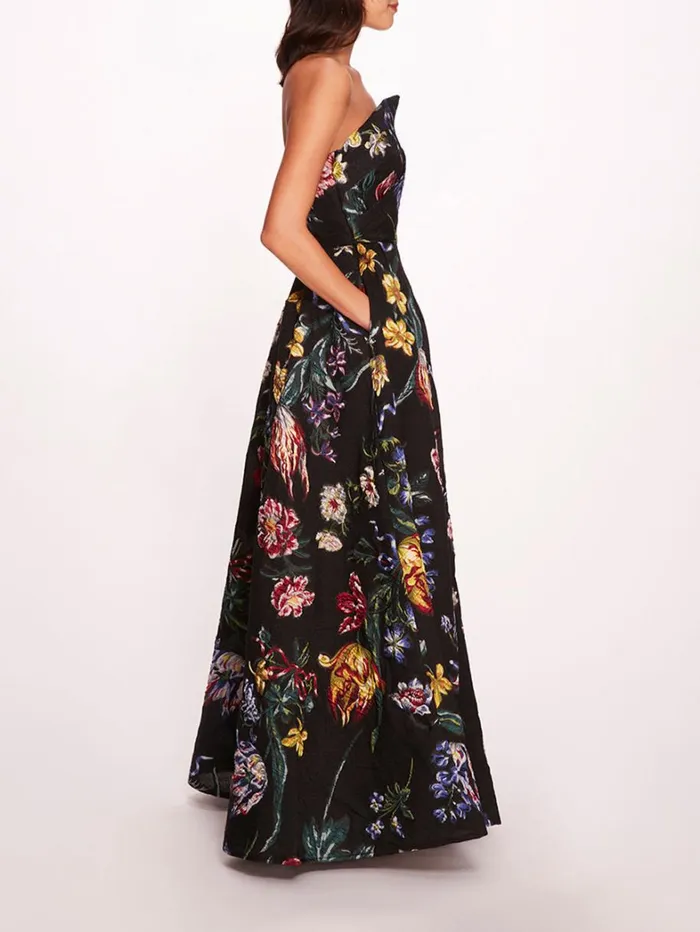 Women Marchesa Dresses Alexander Gown Black Multi Women Marchesa Dresses Alexander Gown Black Multi