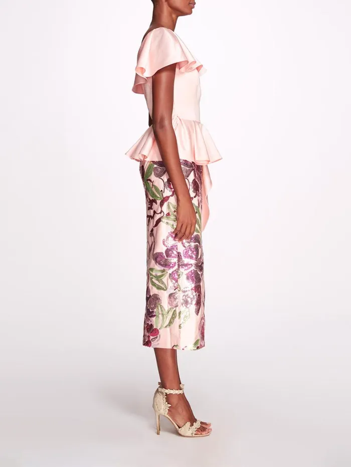 Women Marchesa Dresses Duchess Degrade Midi Dress Blush Multi