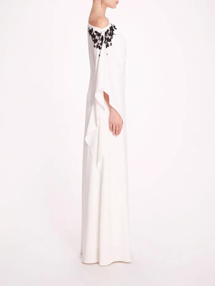 Women Marchesa Dresses Embroidered Draped Kaftan White Women Marchesa Dresses Embroidered Draped Kaftan White