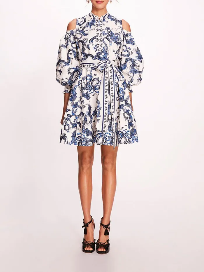 Women Marchesa Dresses Iris Mini Dress Blue Multi