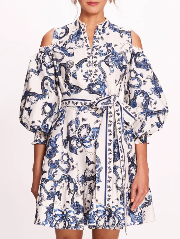 Women Marchesa Dresses Iris Mini Dress Blue Multi Women Marchesa Dresses Iris Mini Dress Blue Multi