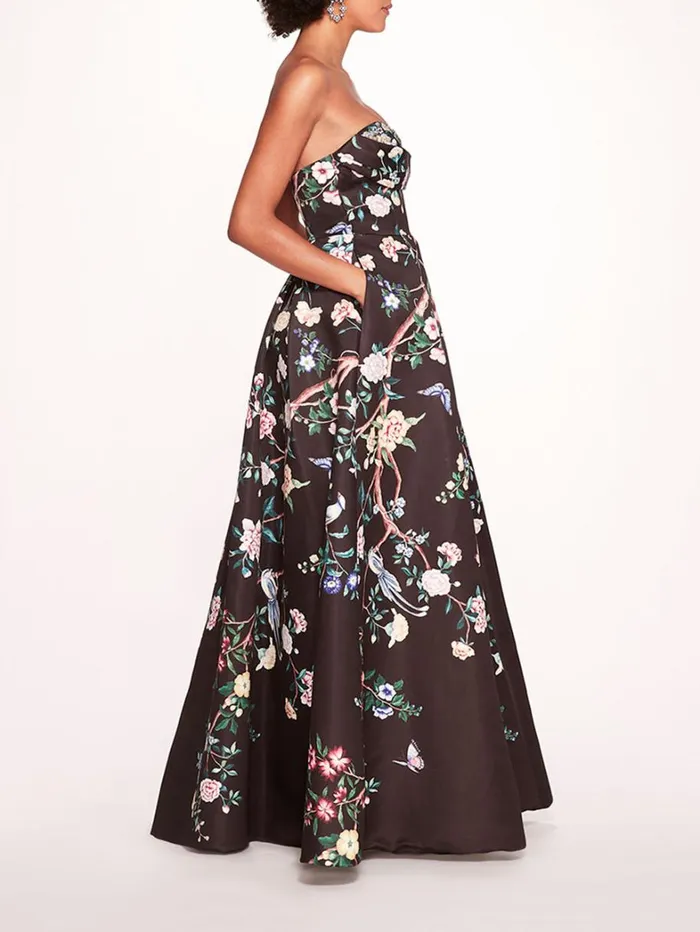 Women Marchesa Dresses Paradise Ball Gown Black Multi Women Marchesa Dresses Paradise Ball Gown Black Multi