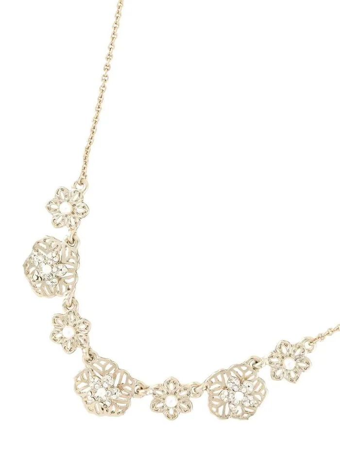 Women Marchesa Jewelry Gold Crystal Flower Filigree Charm Necklace Gold Women Marchesa Jewelry Gold Crystal Flower Filigree Charm Necklace Gold