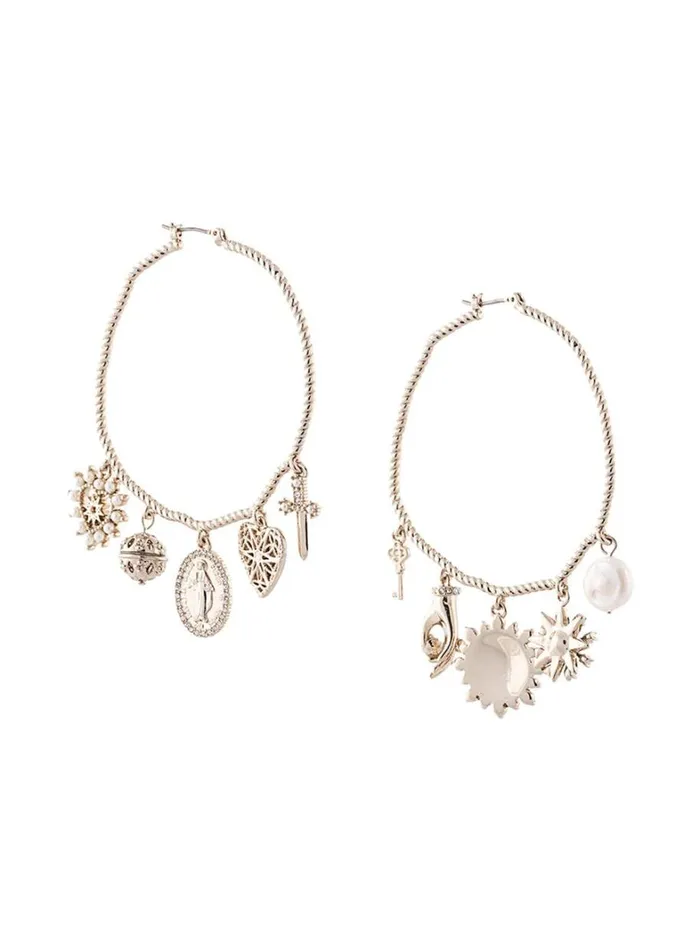 Women Marchesa Jewelry Gold Statement Hoop Earrings With Charms Gold