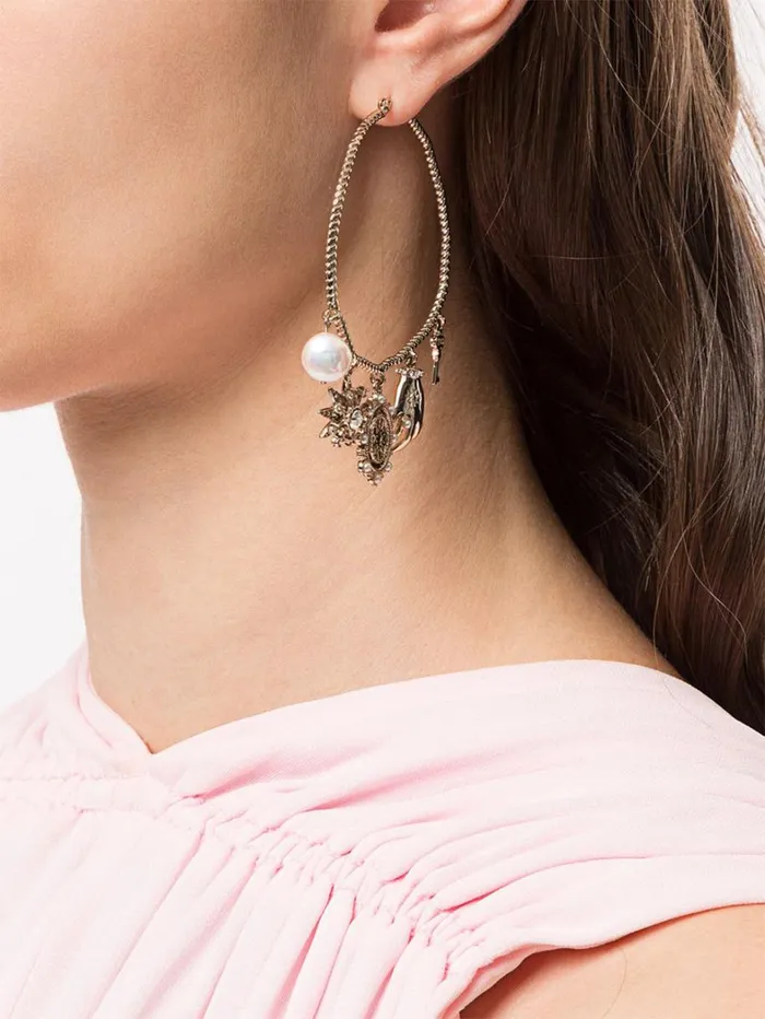 Women Marchesa Jewelry Gold Statement Hoop Earrings With Charms Gold Women Marchesa Jewelry Gold Statement Hoop Earrings With Charms Gold