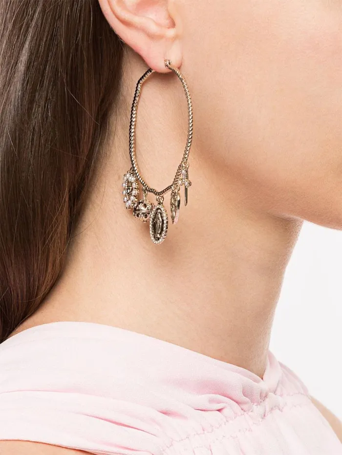 Women Marchesa Jewelry Gold Statement Hoop Earrings With Charms Gold Women Marchesa Jewelry Gold Statement Hoop Earrings With Charms Gold
