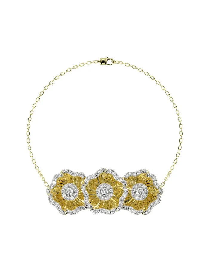 Women Marchesa Jewelry Halo Flower Yellow Gold Bracelet Yellow Gold