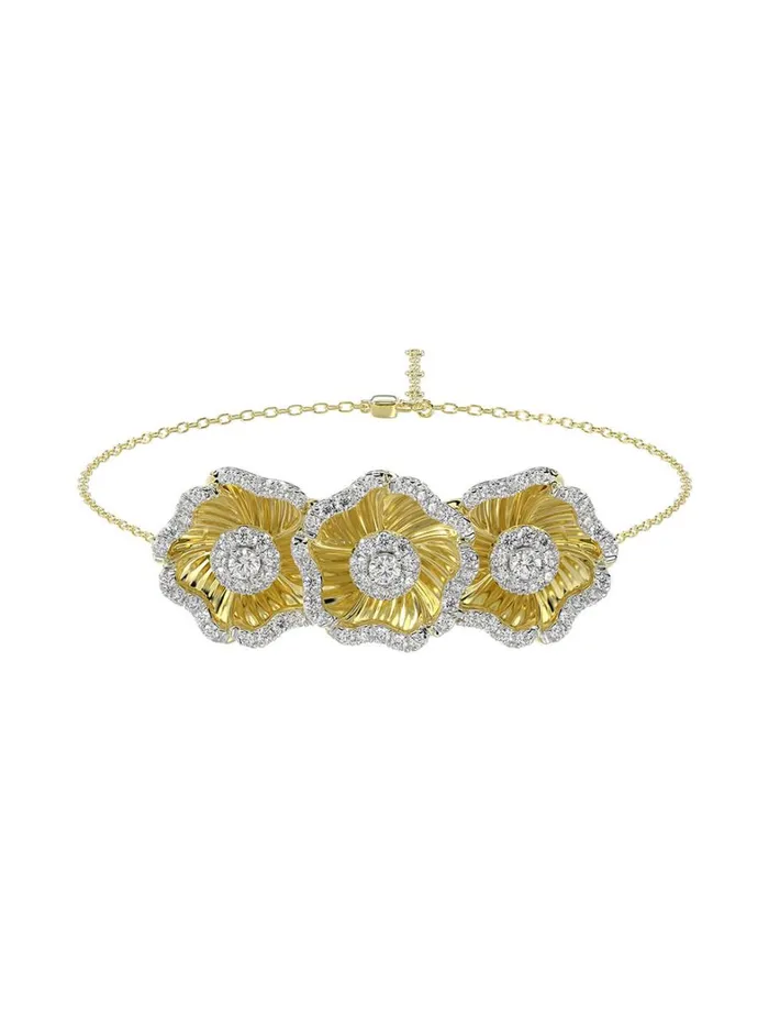 Women Marchesa Jewelry Halo Flower Yellow Gold Bracelet Yellow Gold Women Marchesa Jewelry Halo Flower Yellow Gold Bracelet Yellow Gold