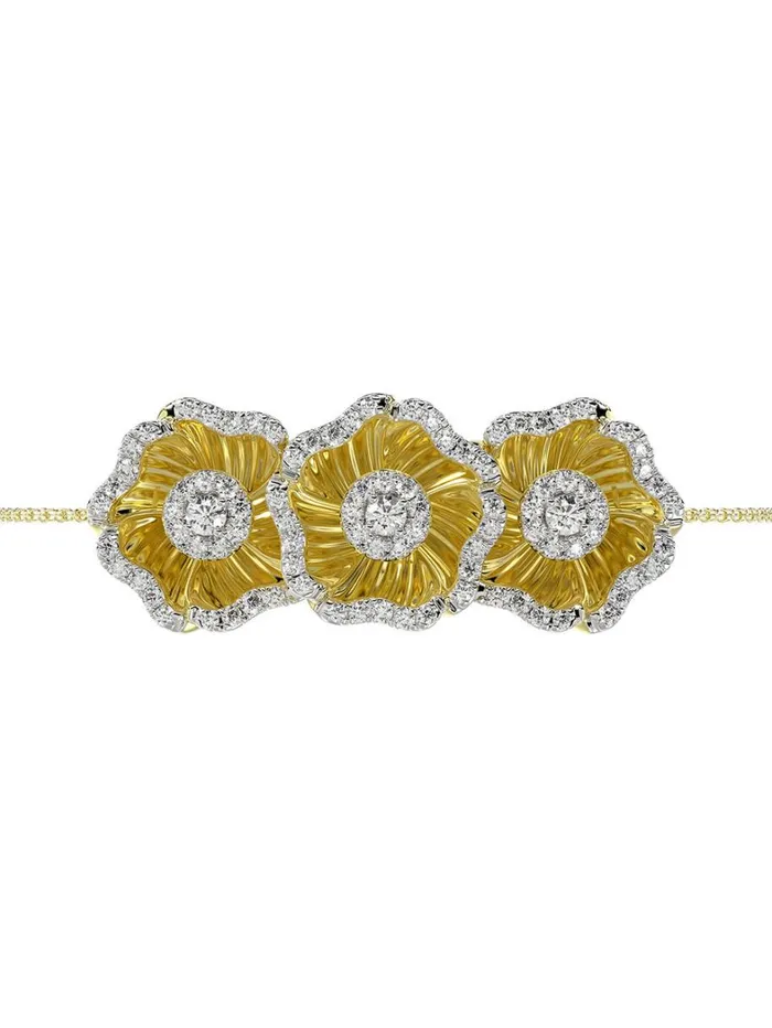 Women Marchesa Jewelry Halo Flower Yellow Gold Bracelet Yellow Gold Women Marchesa Jewelry Halo Flower Yellow Gold Bracelet Yellow Gold