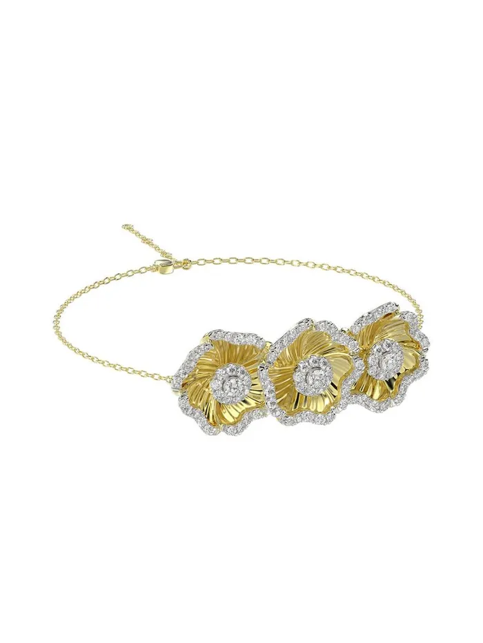 Women Marchesa Jewelry Halo Flower Yellow Gold Bracelet Yellow Gold Women Marchesa Jewelry Halo Flower Yellow Gold Bracelet Yellow Gold